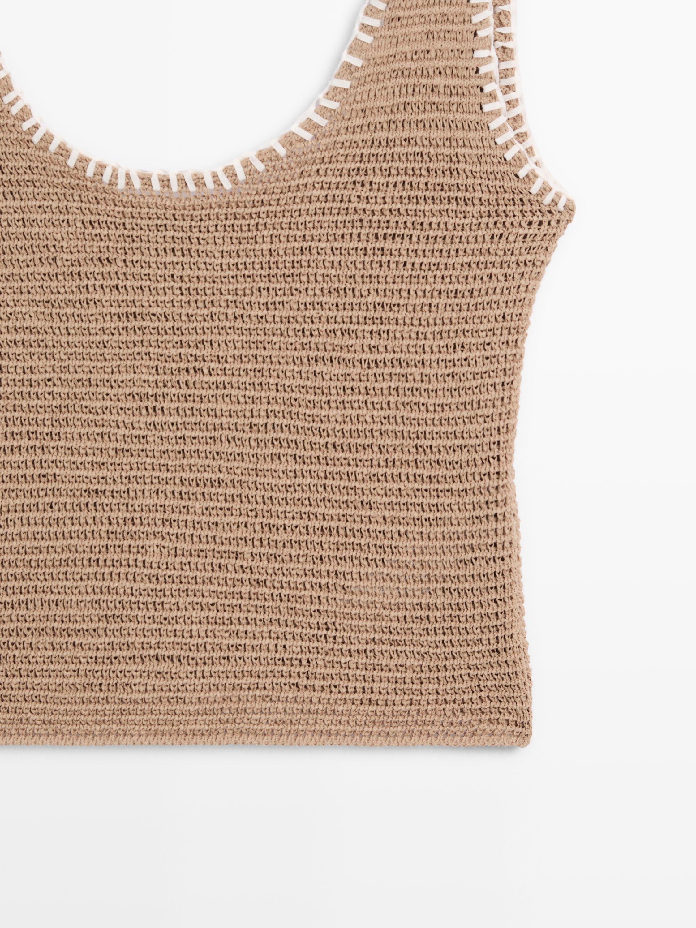 Contrast cotton blend knit top